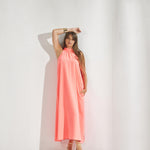 Lange jurk met halternek - Fluo oranje