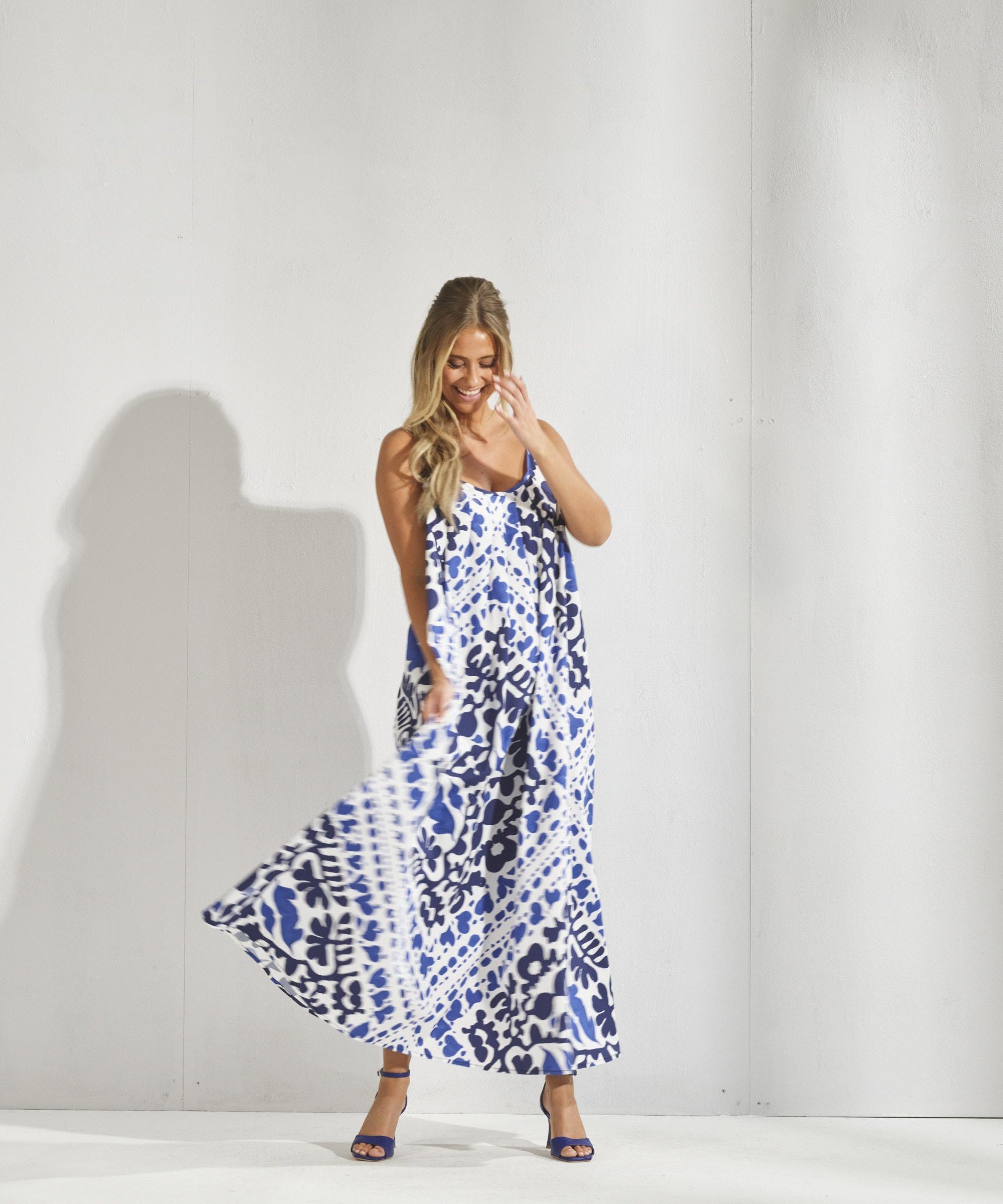 Bain soleil met print - Santorini blue