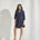 Korte jurk met gegolfde hals - Navy