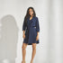 Korte jurk met gegolfde hals - Navy