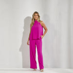 Broek met rekker in de taille - Fuxia