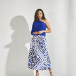 A-lijn rok met print - Santorini blue