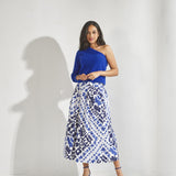 A-lijn rok met print - Santorini blue