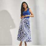 A-lijn rok met print - Santorini blue