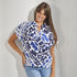 Bloes met afhangende korte mouwen - Santorini blue