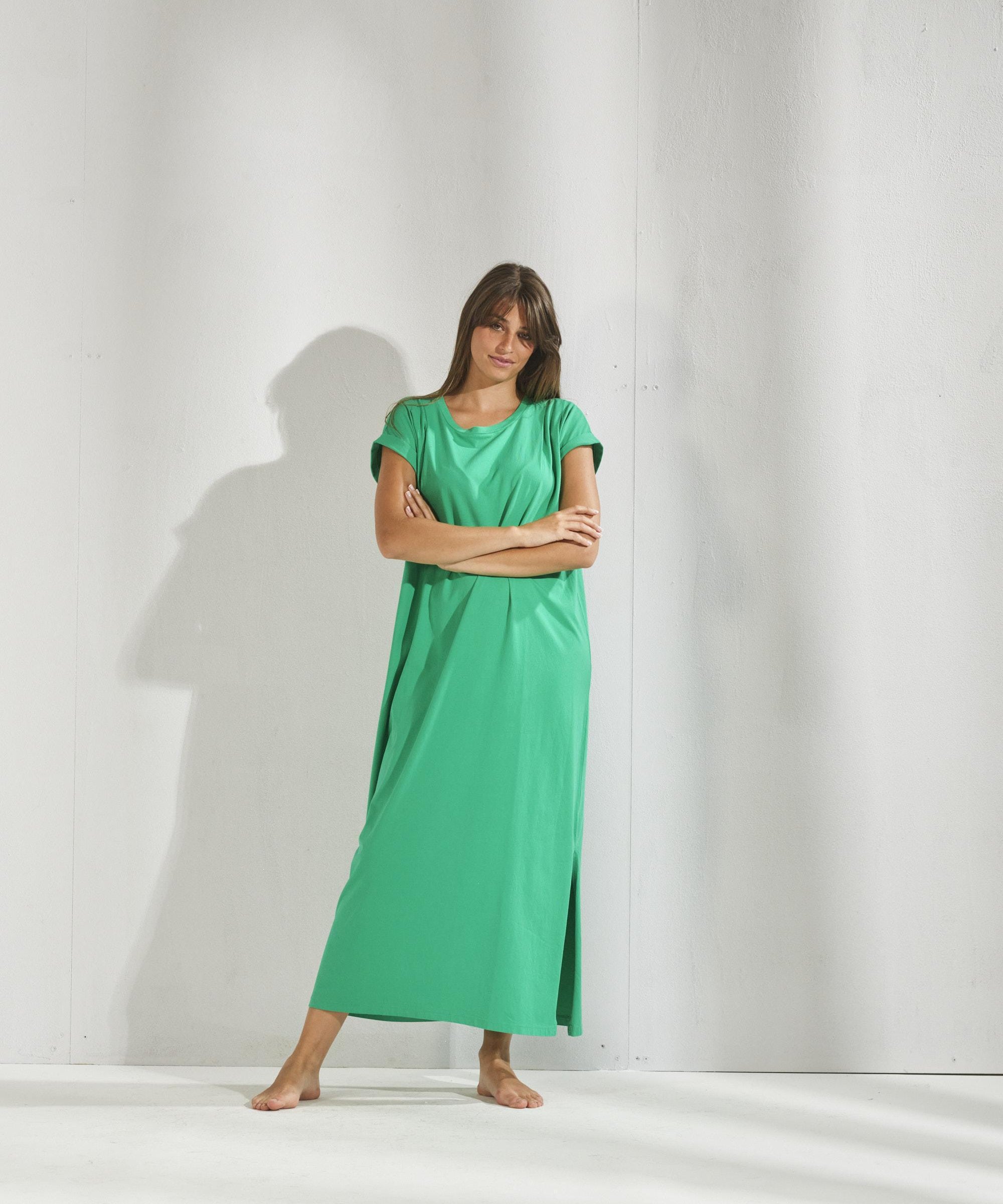 Lange t-shirt jurk - Groen