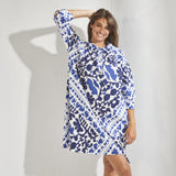 Korte katoenen jurk met print - Santorini blue