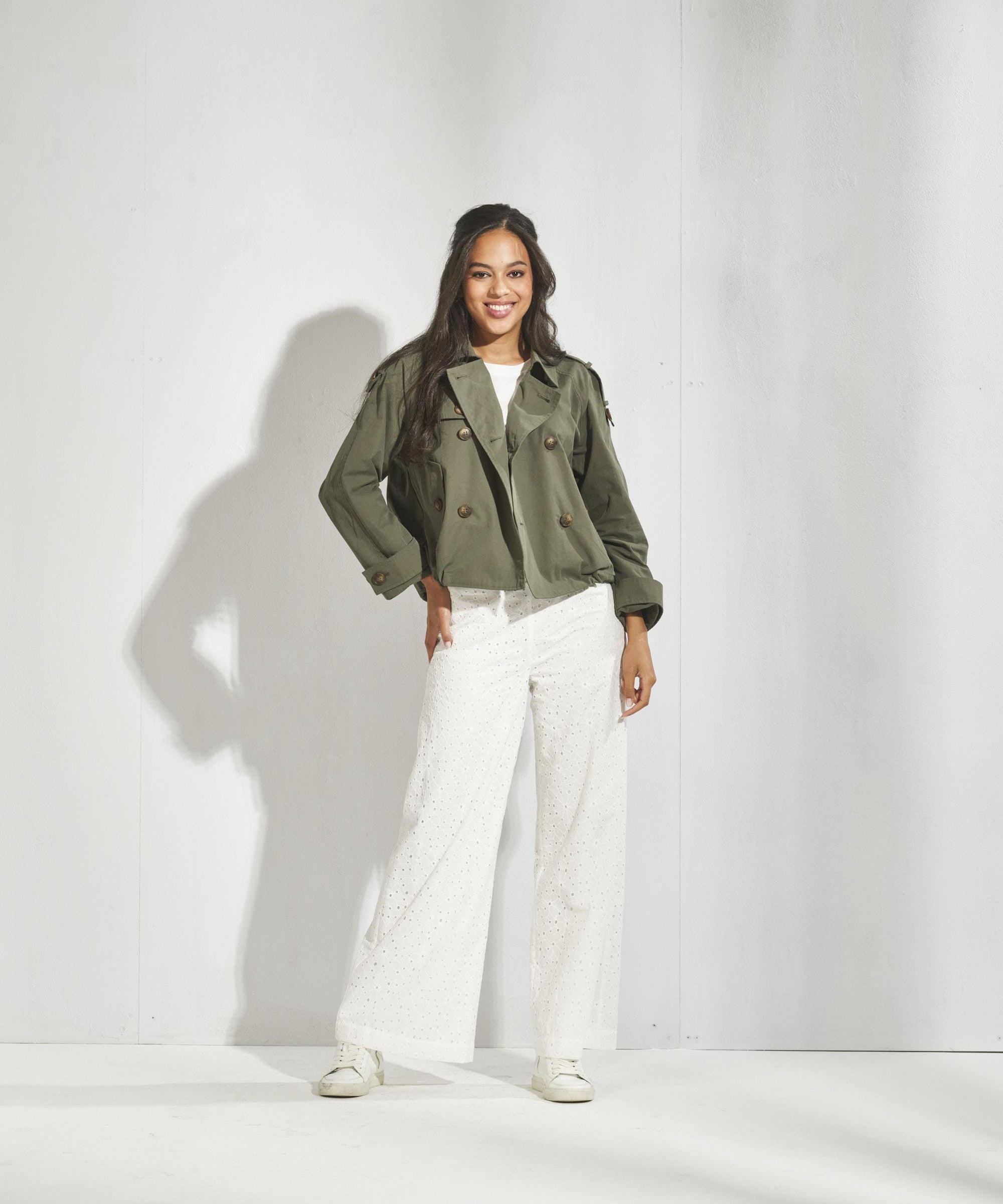 Korte trenchcoat - Kaki