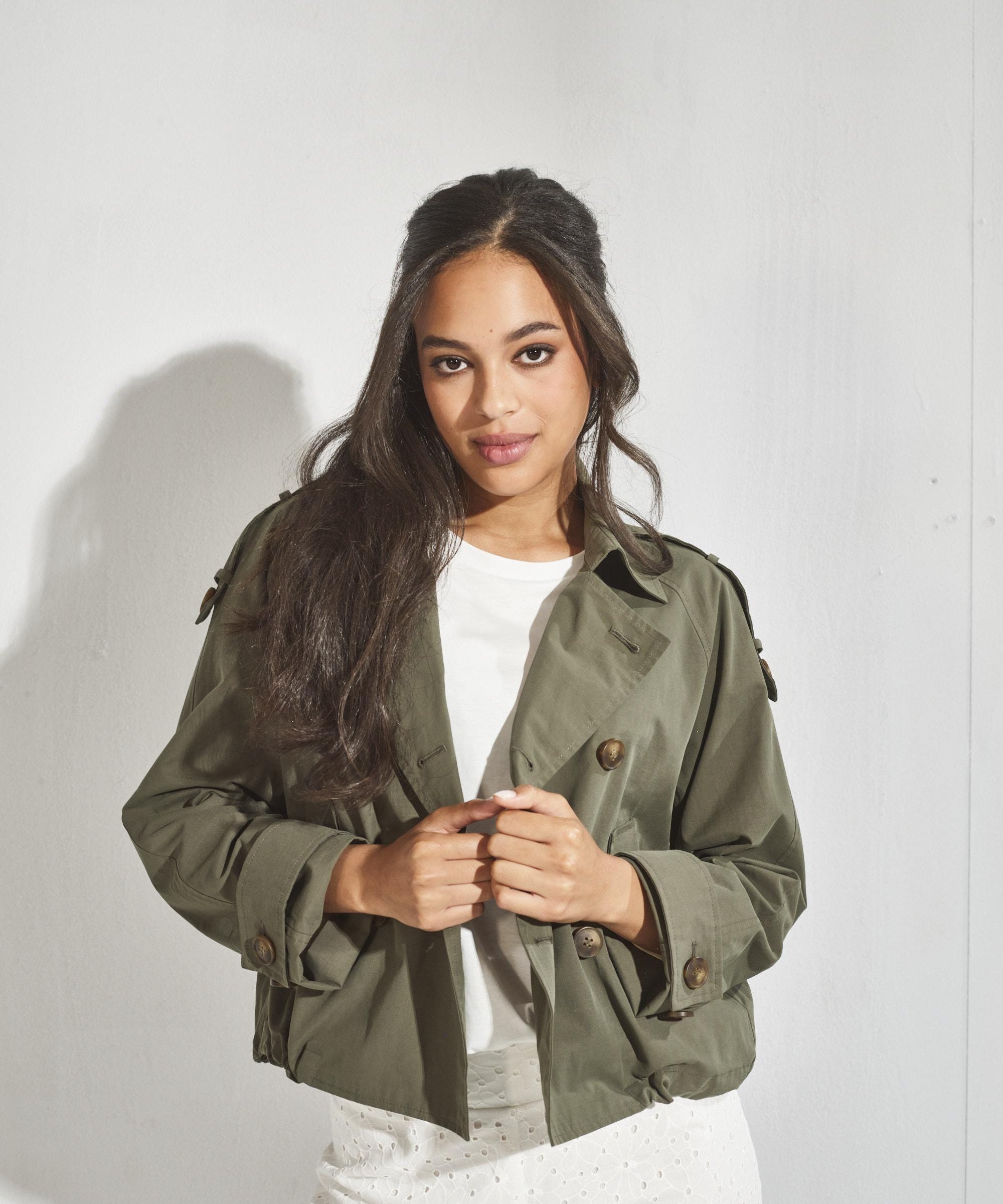 Korte trenchcoat - Kaki