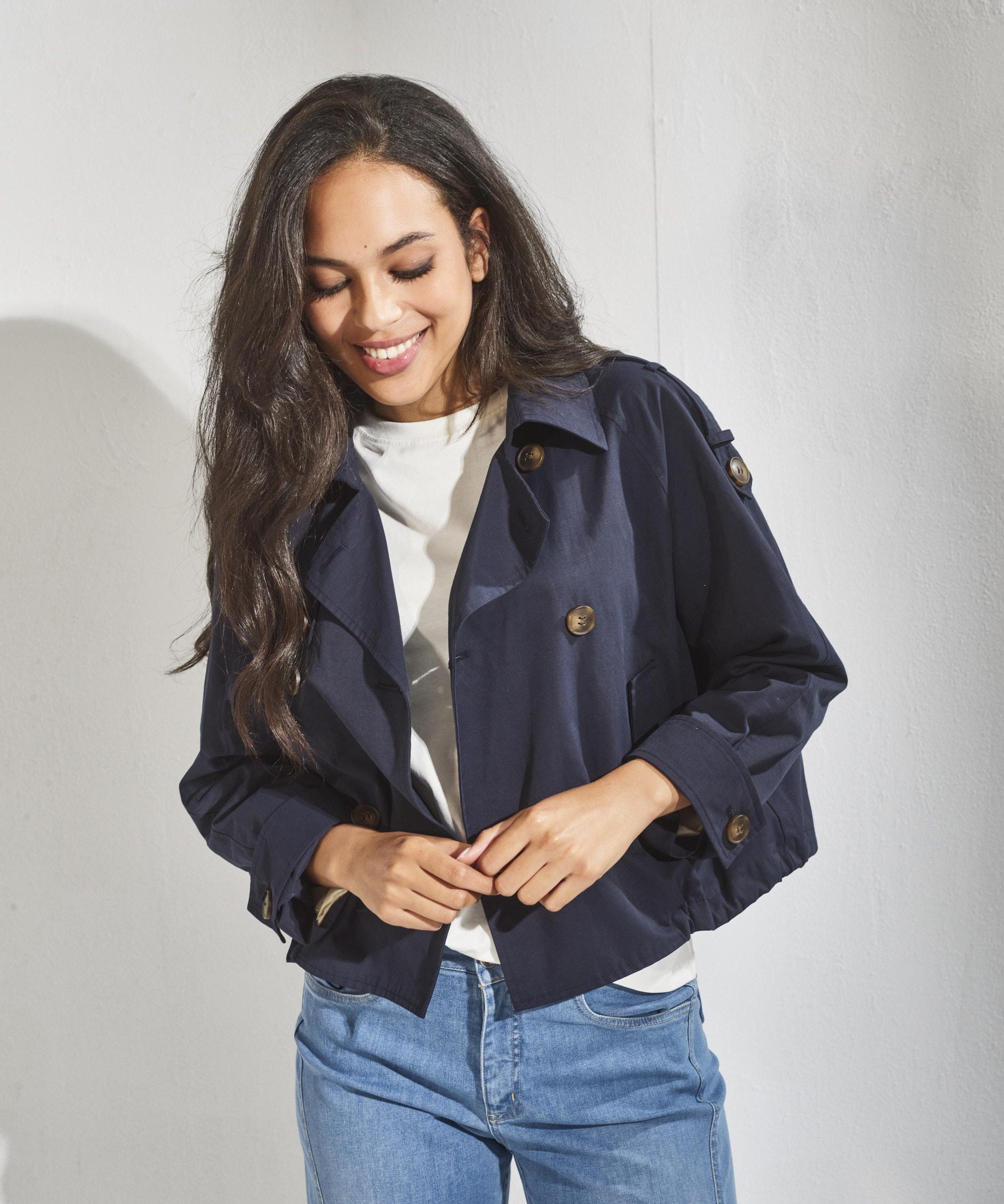 Korte trenchcoat - Navy