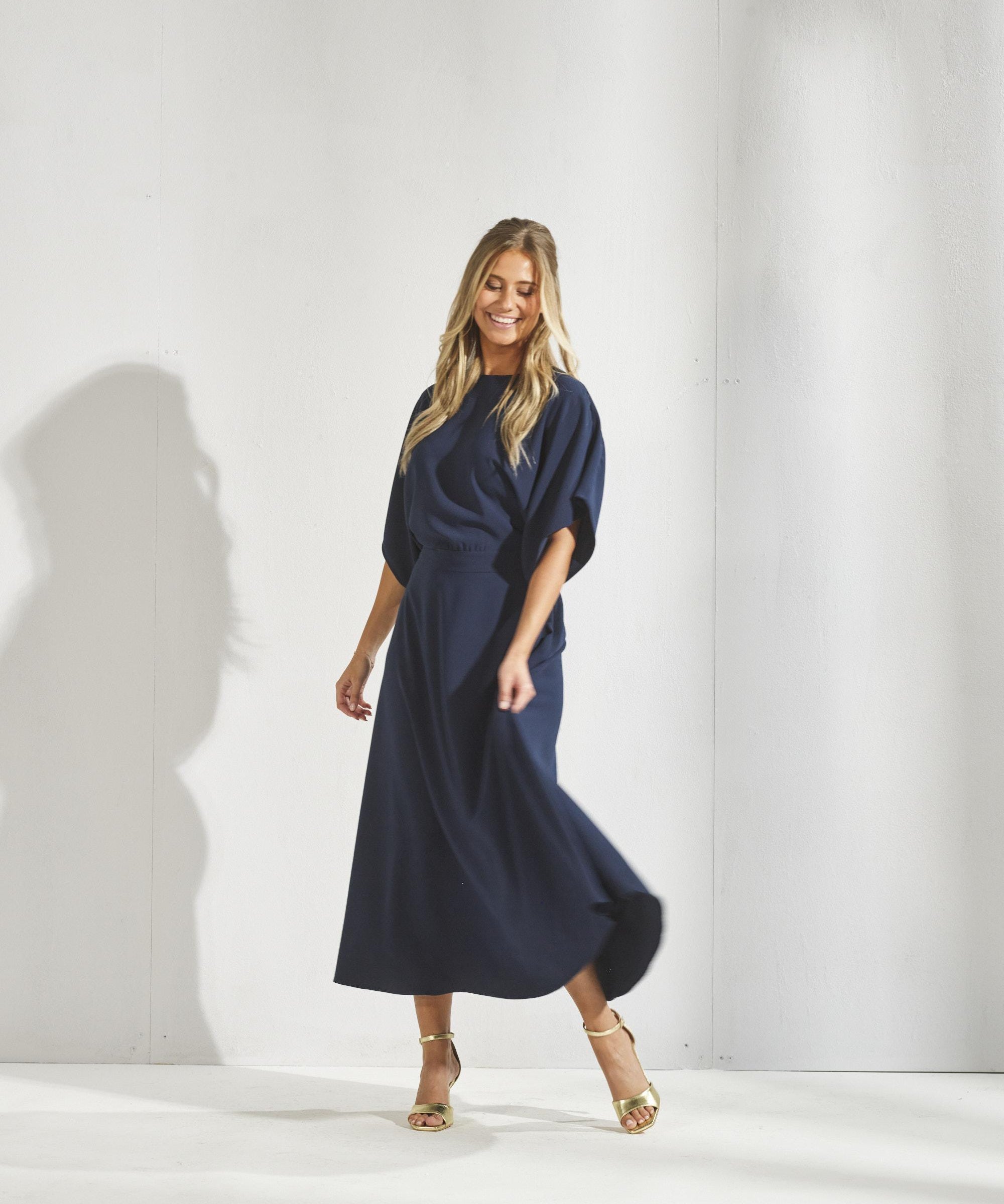 Soepel vallende lange jurk - Navy