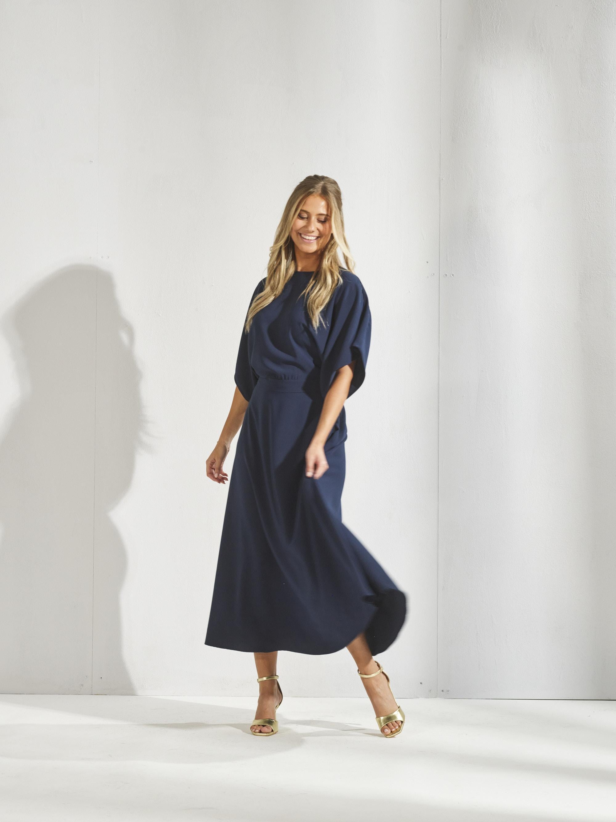 Soepel vallende lange jurk - Navy