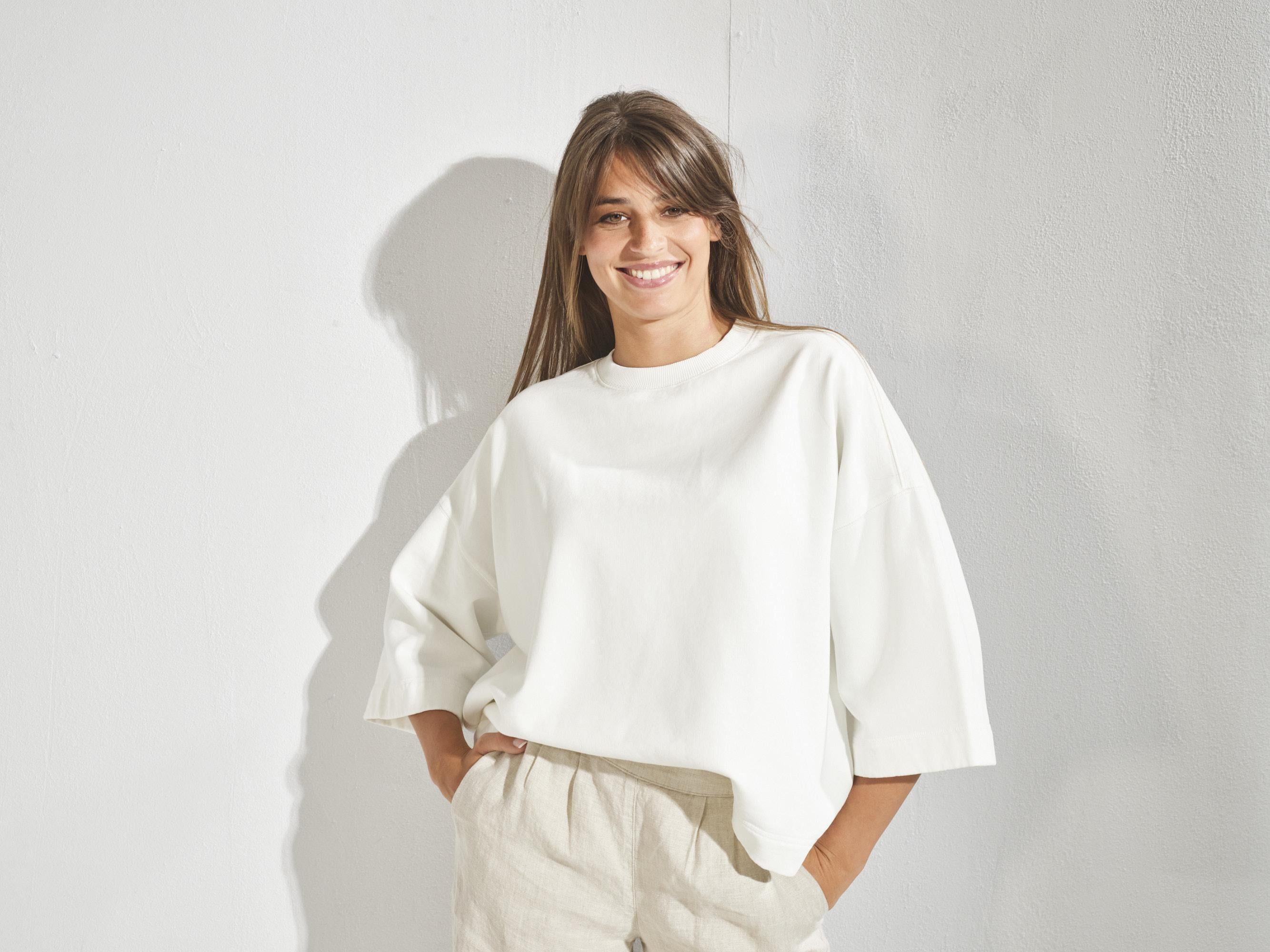 Sweater met driekwartsmouwen - Wit
