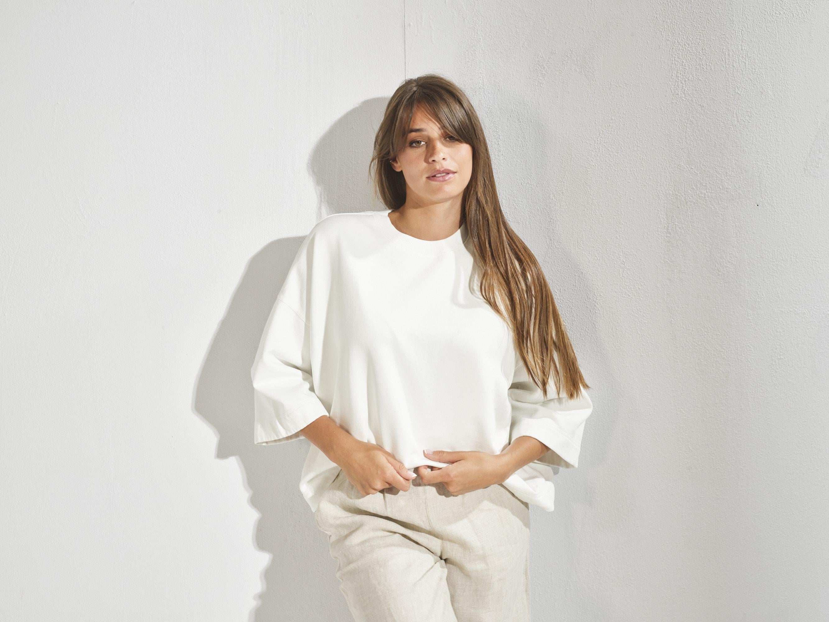Sweater met driekwartsmouwen - Wit