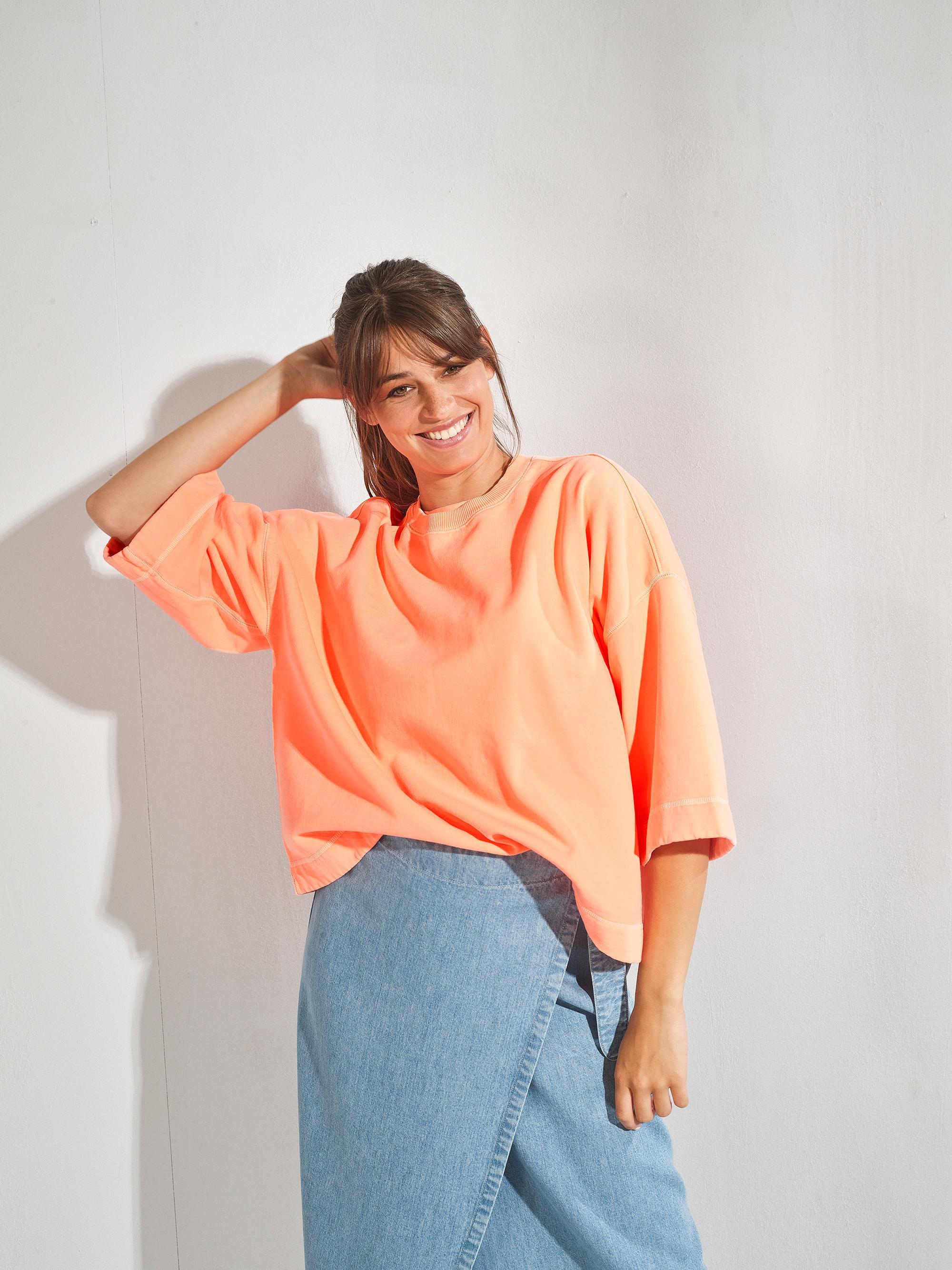 Sweater met driekwartsmouwen - Fluo oranje