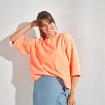 Sweater met driekwartsmouwen - Fluo oranje