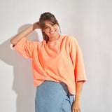 Sweater met driekwartsmouwen - Fluo oranje