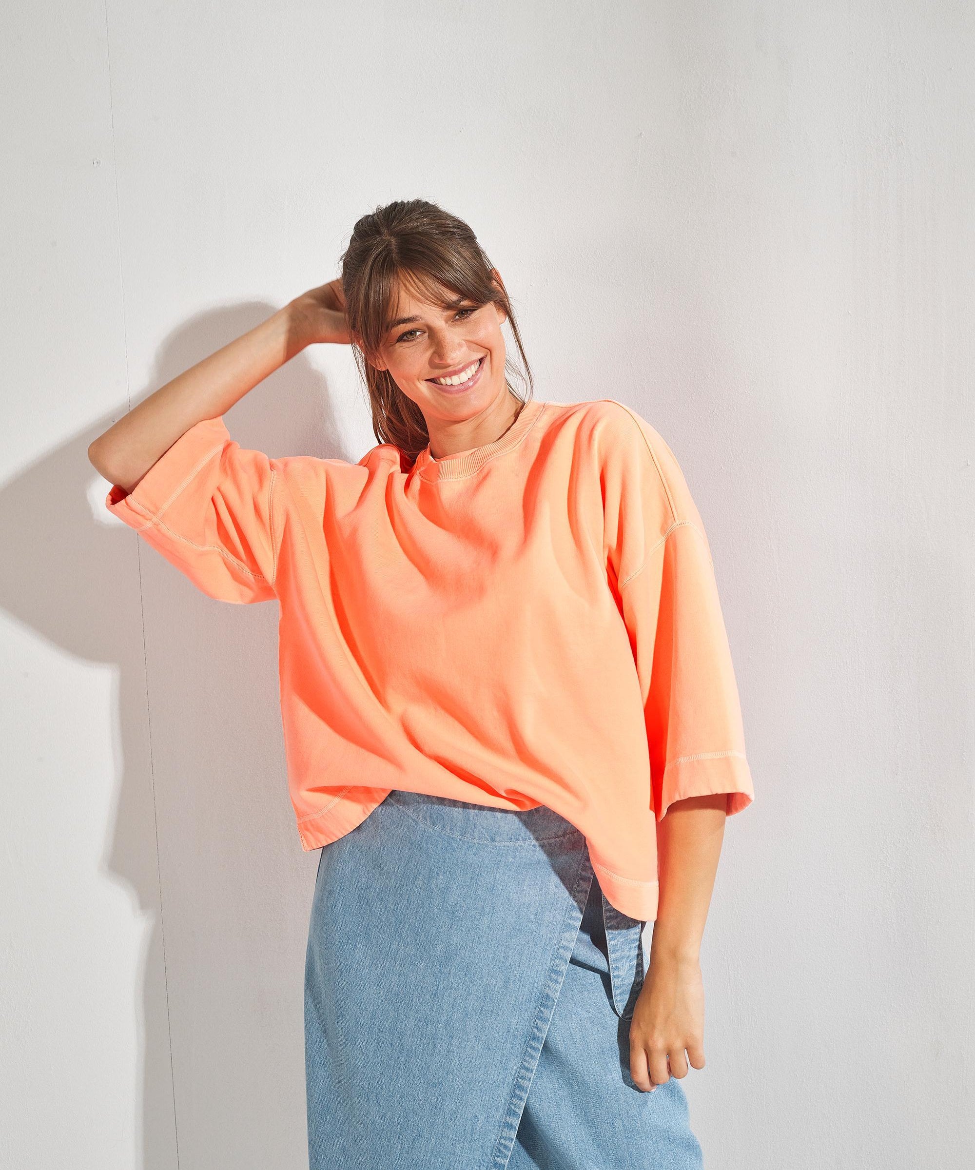 Sweater met driekwartsmouwen - Fluo oranje