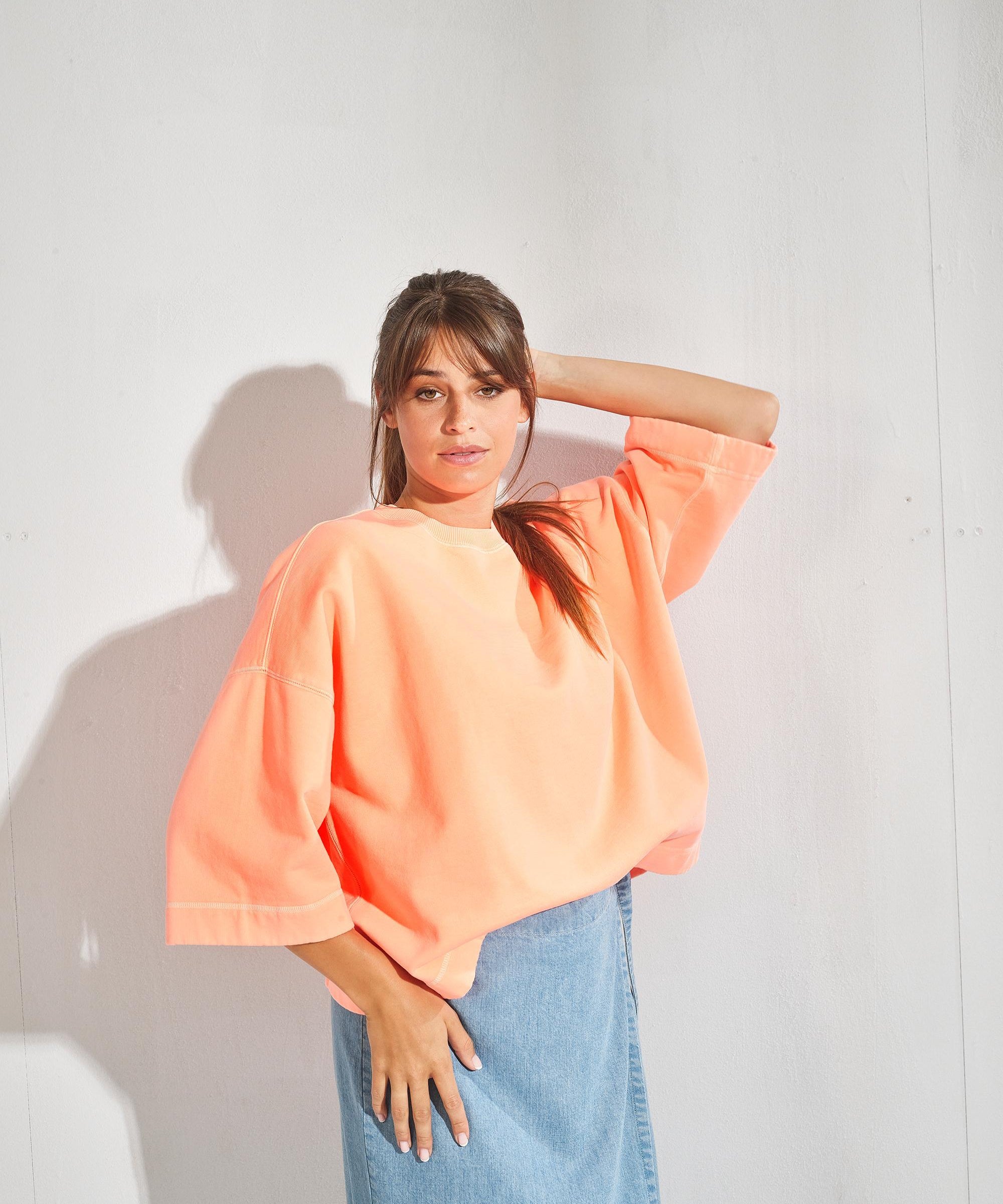 Sweater met driekwartsmouwen - Fluo oranje