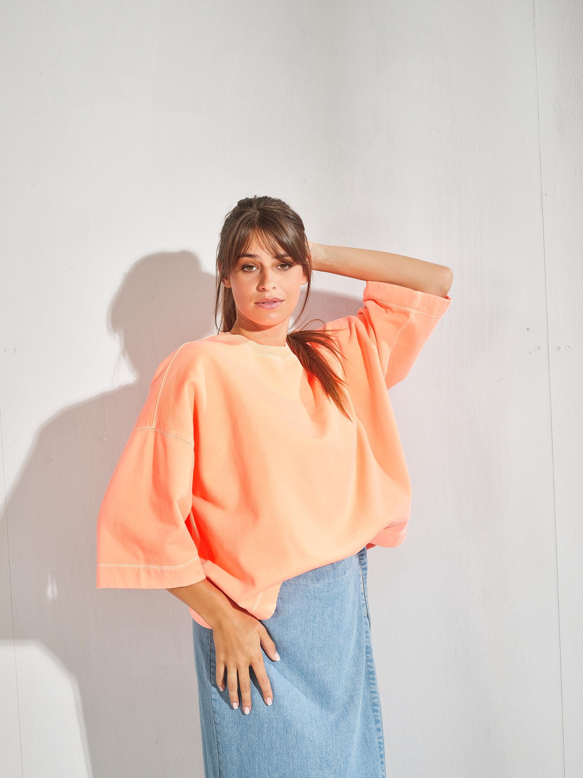 Sweater met driekwartsmouwen - Fluo oranje