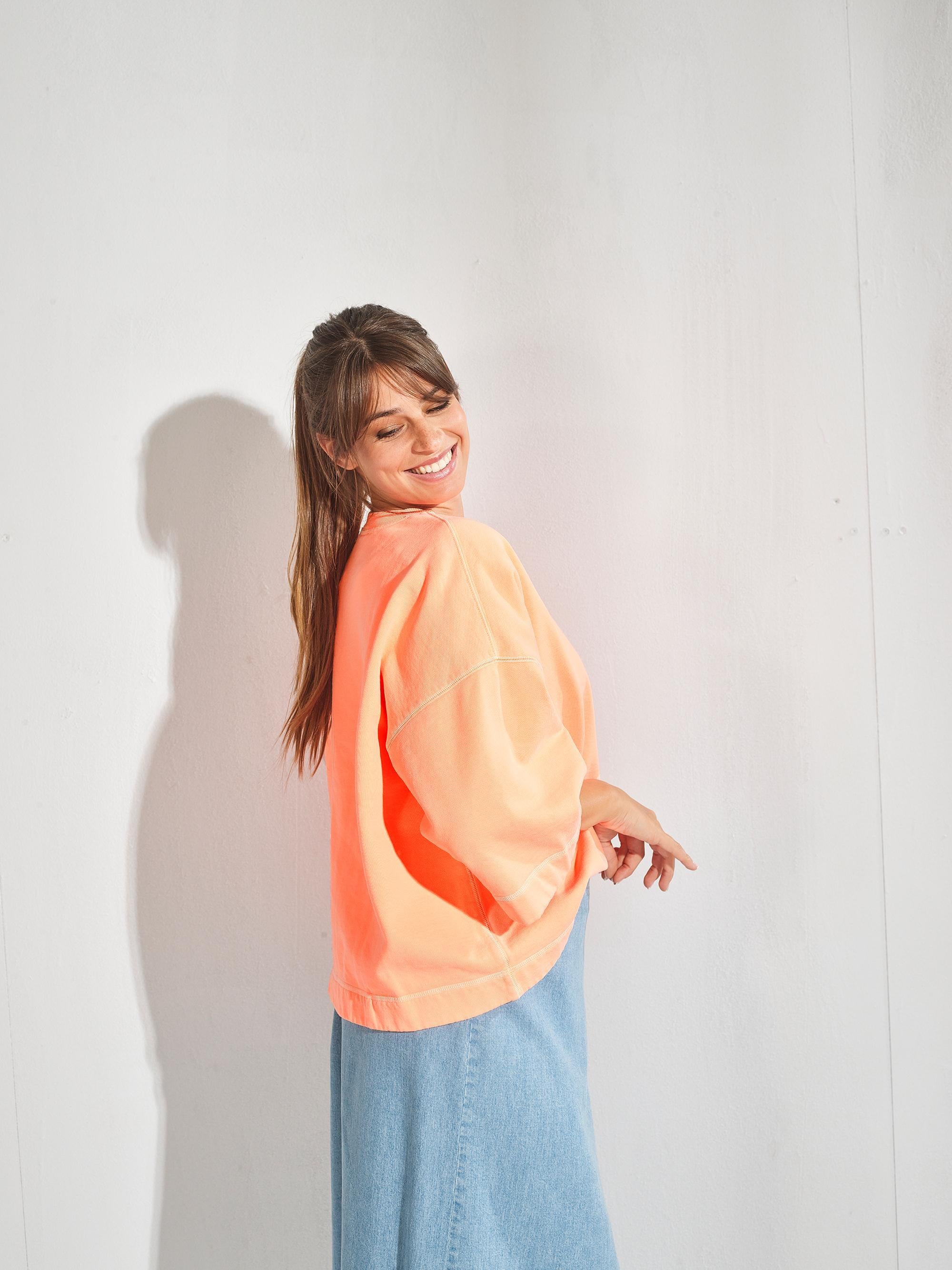 Sweater met driekwartsmouwen - Fluo oranje