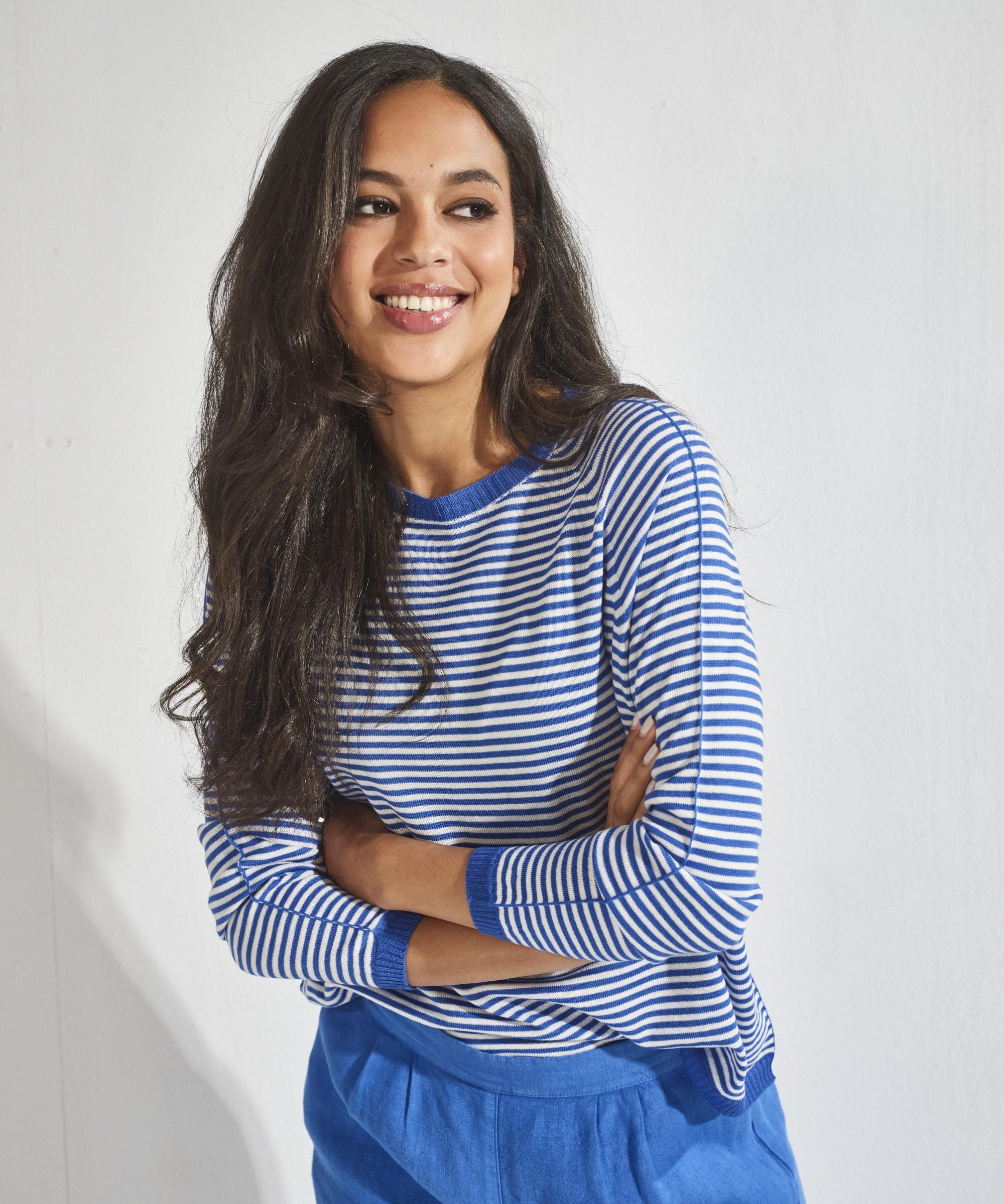 Pull met strepen - Blauw