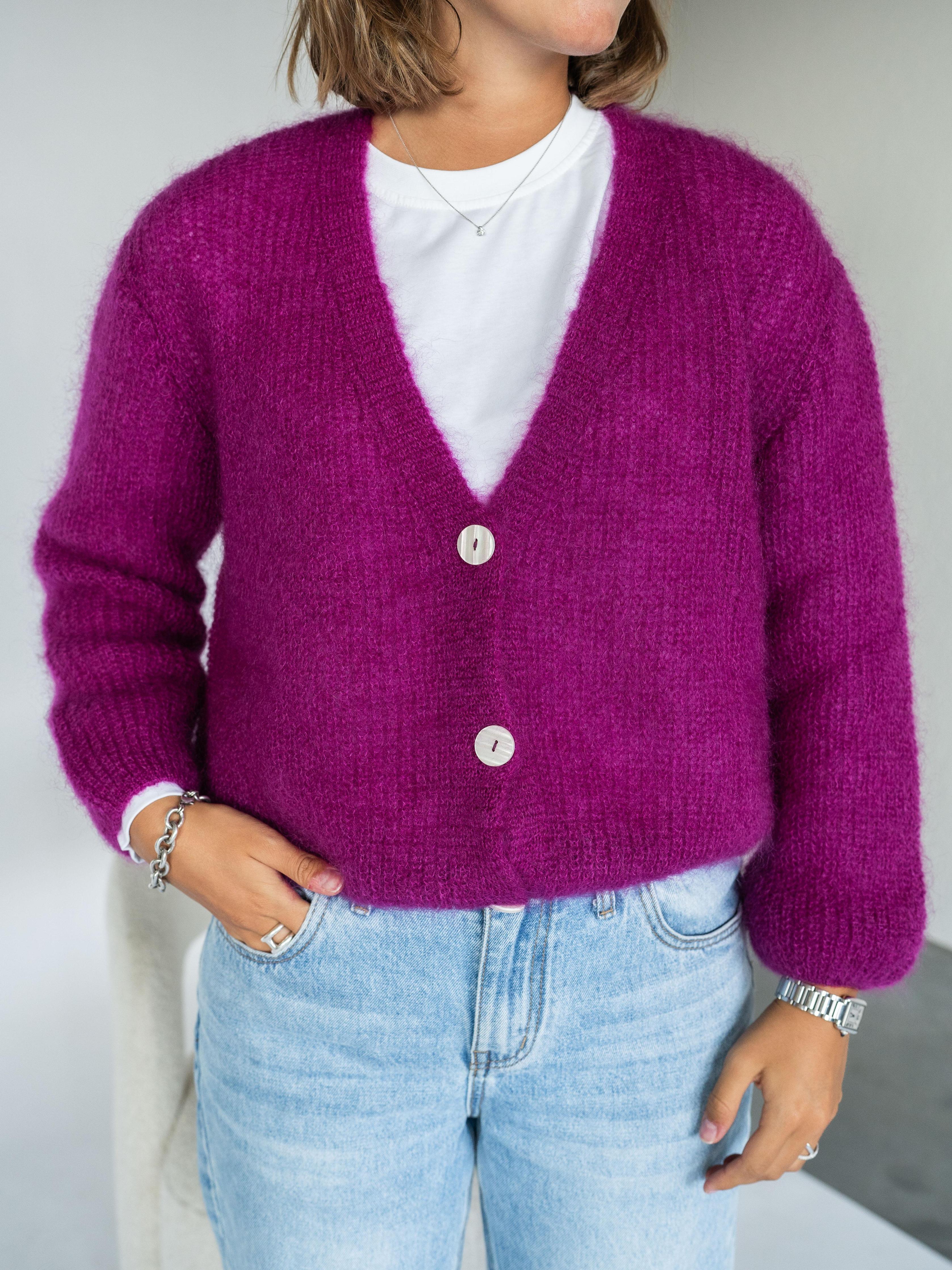 Gilet met knopen in mohair - Violet