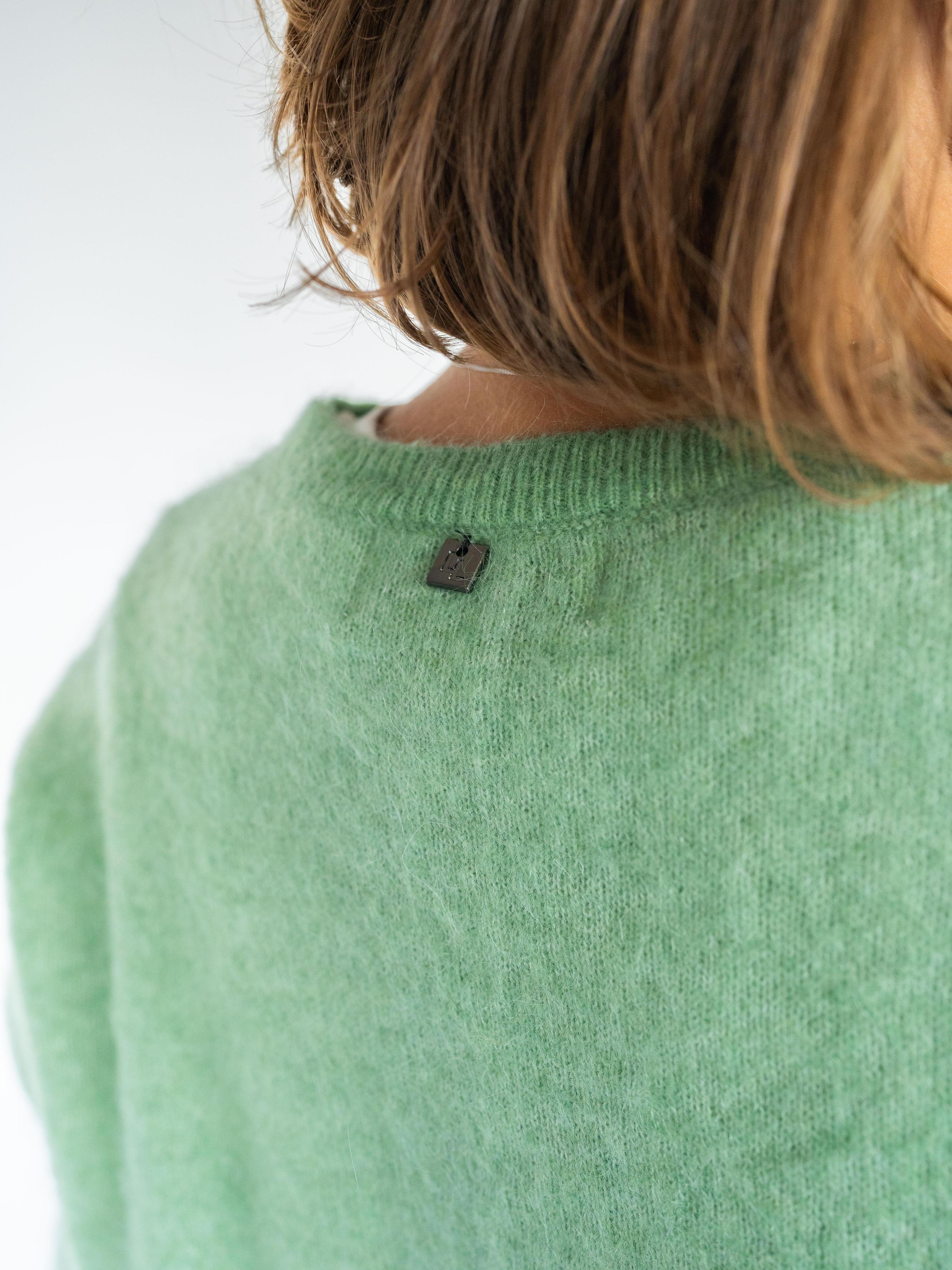 Pull in mohair met ronde hals - Mintgroen