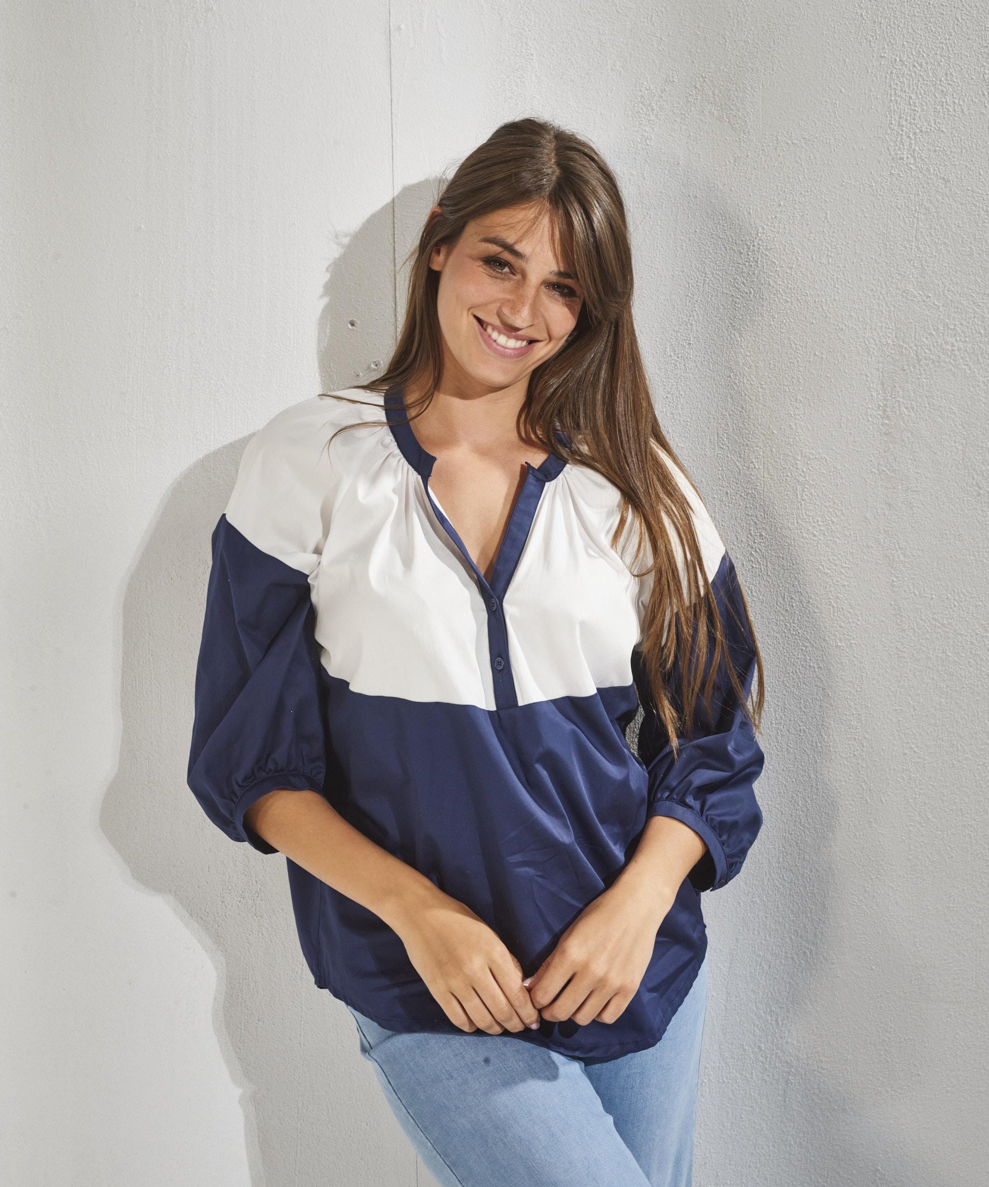 Shirt with puff sleeves - Navy