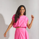 Blouse met strop onderaan - Roze