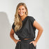 Blouse met strop onderaan - Zwart
