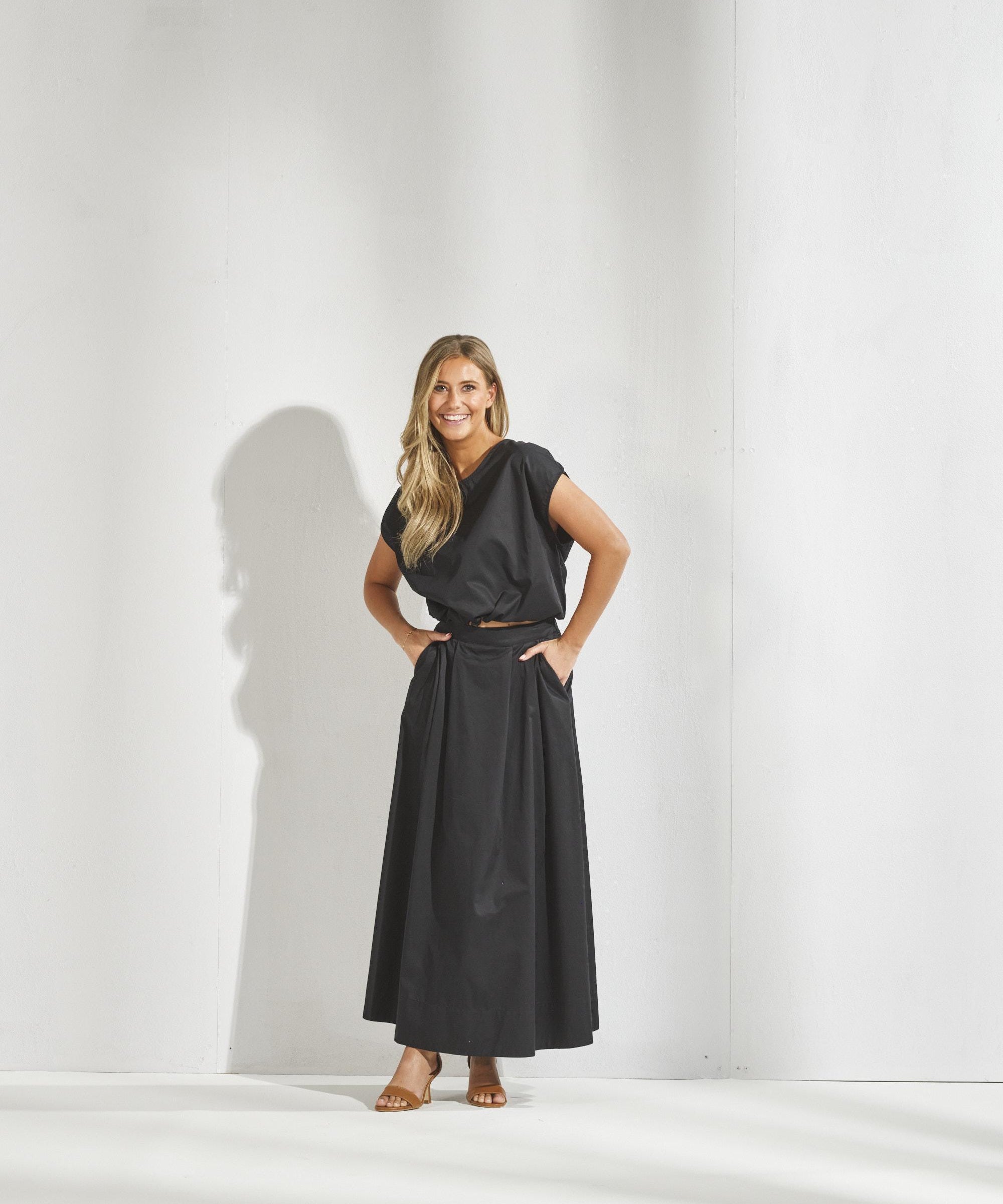 Blouse met strop onderaan - Zwart