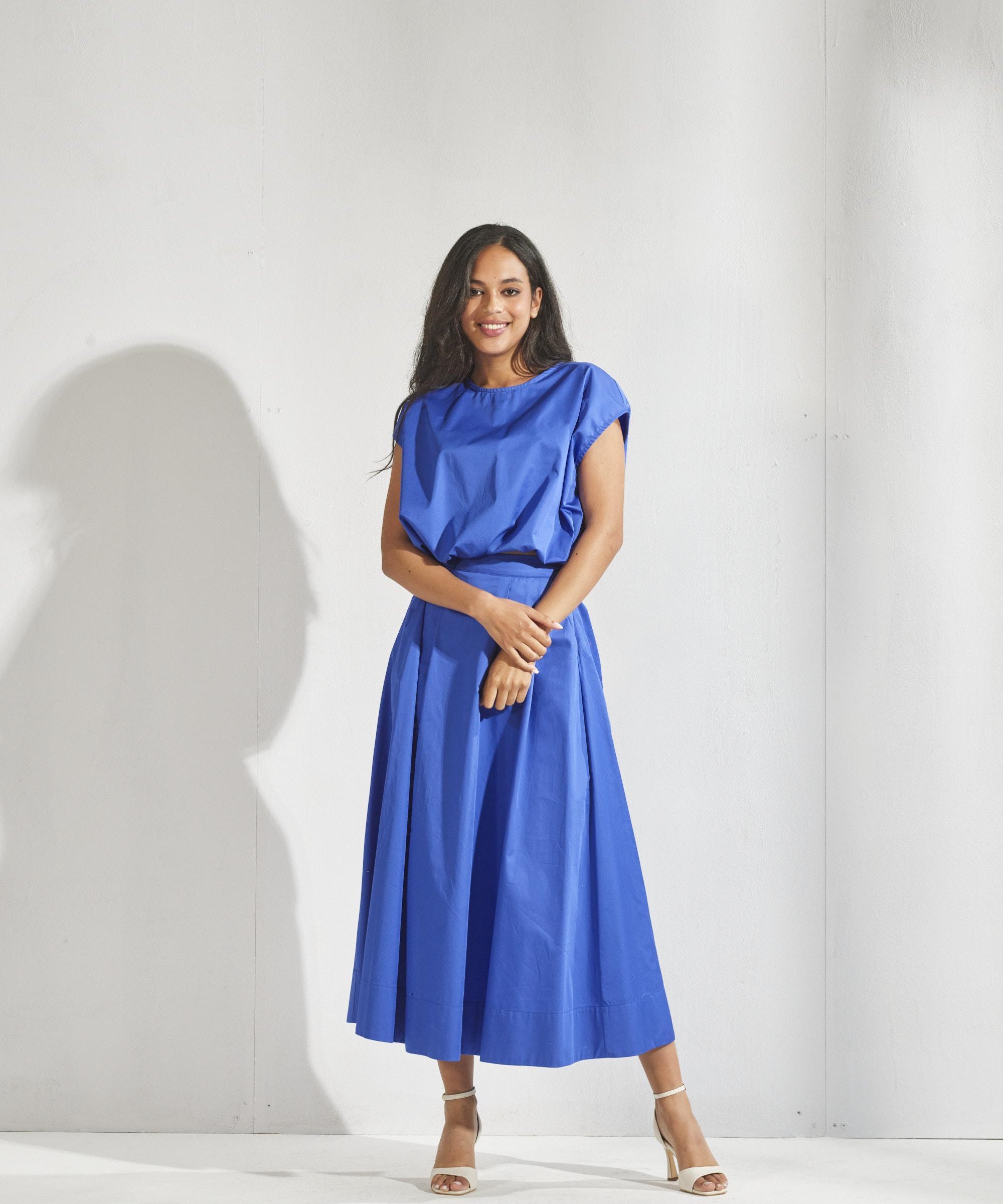 Blouse met strop onderaan - Bic Blauw