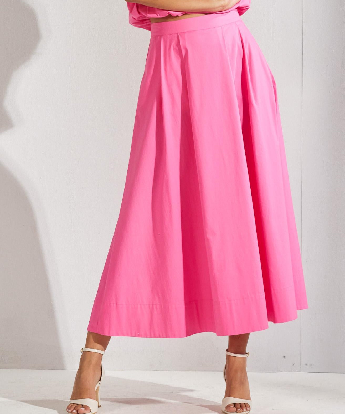 Katoenen rok met plooien - Roze