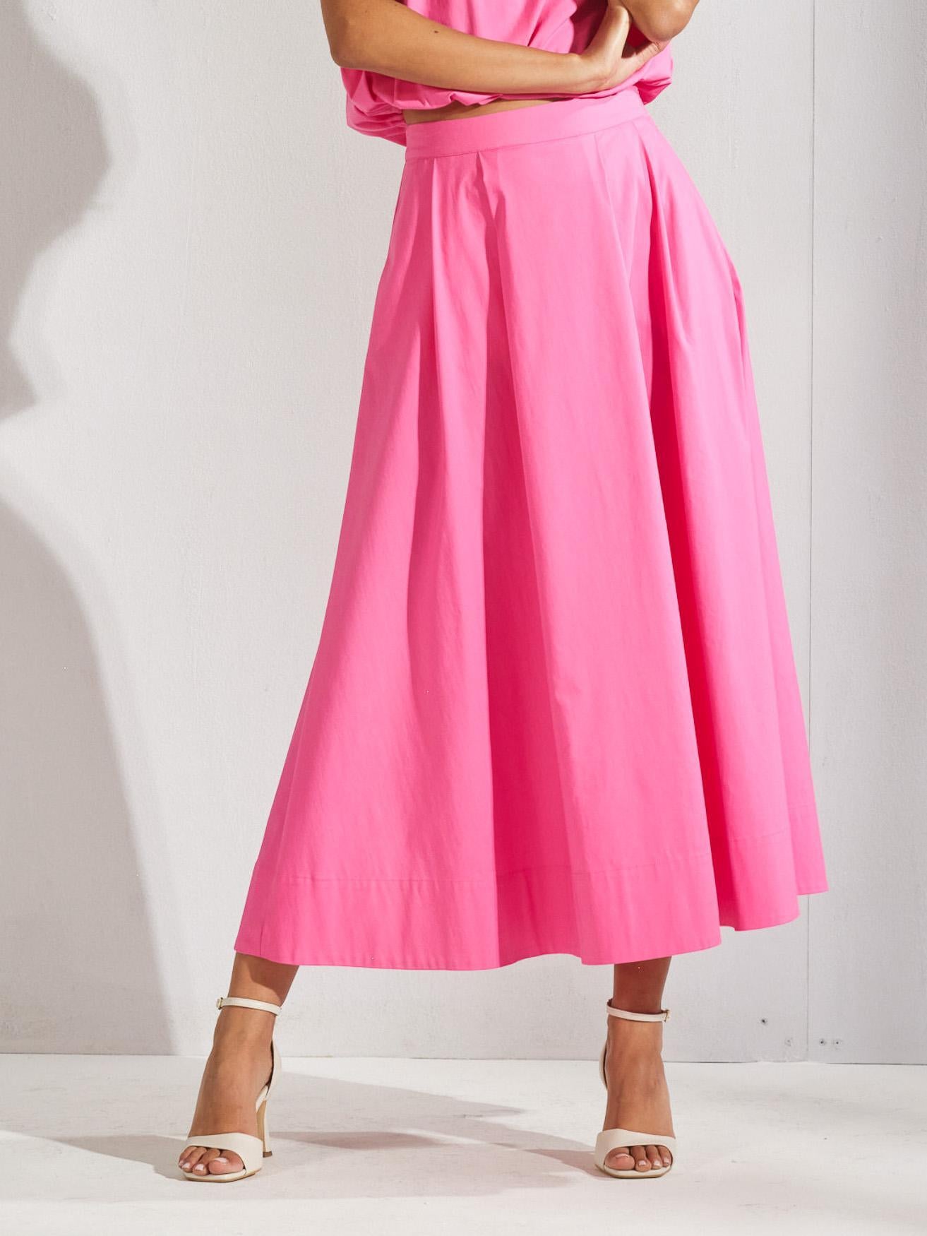 Katoenen rok met plooien - Roze