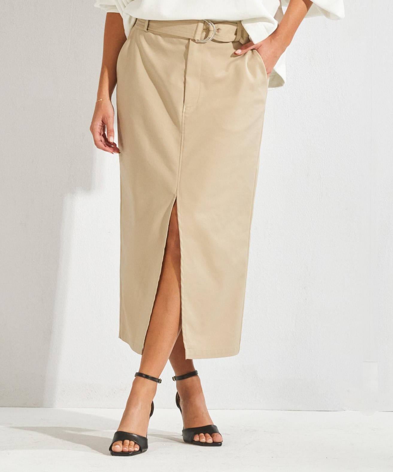 Rok met split vooraan - Sand