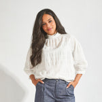 Blouse met opstaande kraag - Wit