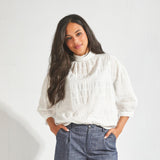 Blouse met opstaande kraag - Wit