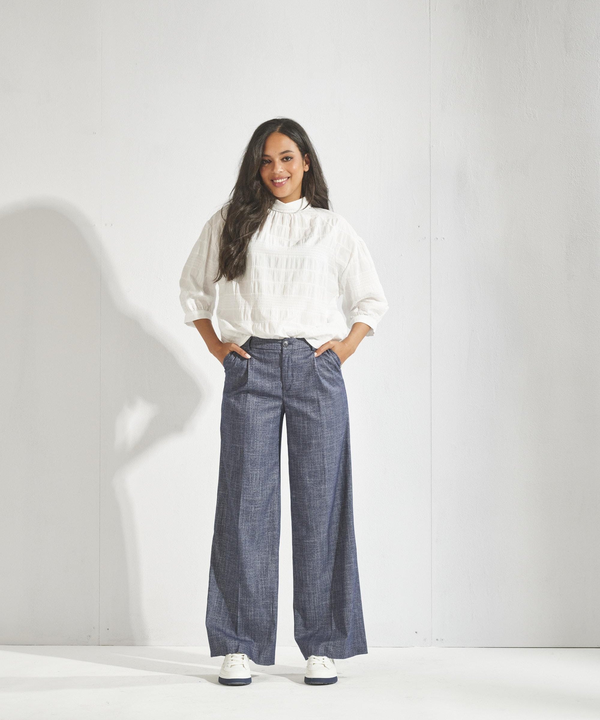 Blouse met opstaande kraag - Wit