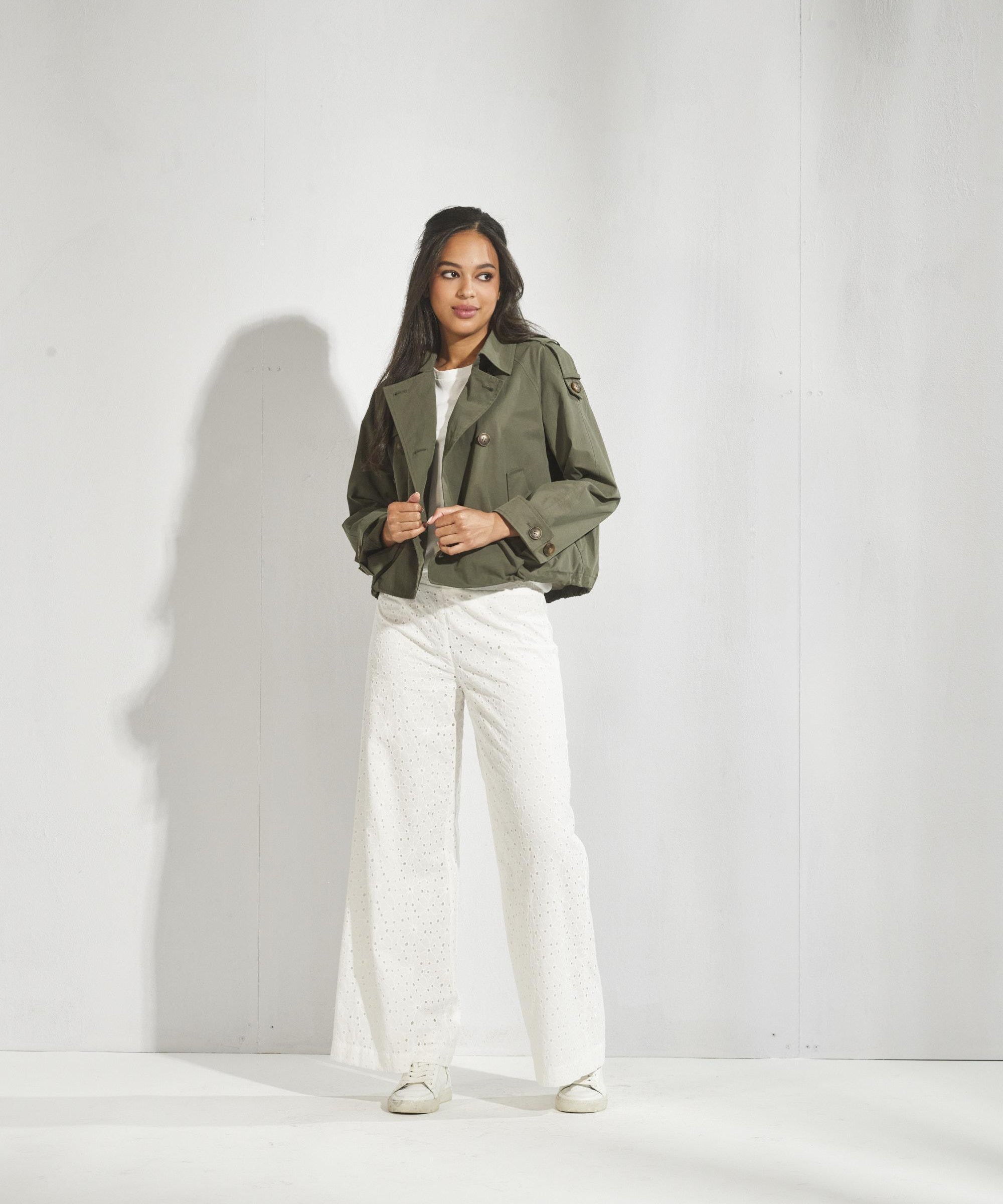 Broek met broderie - Wit