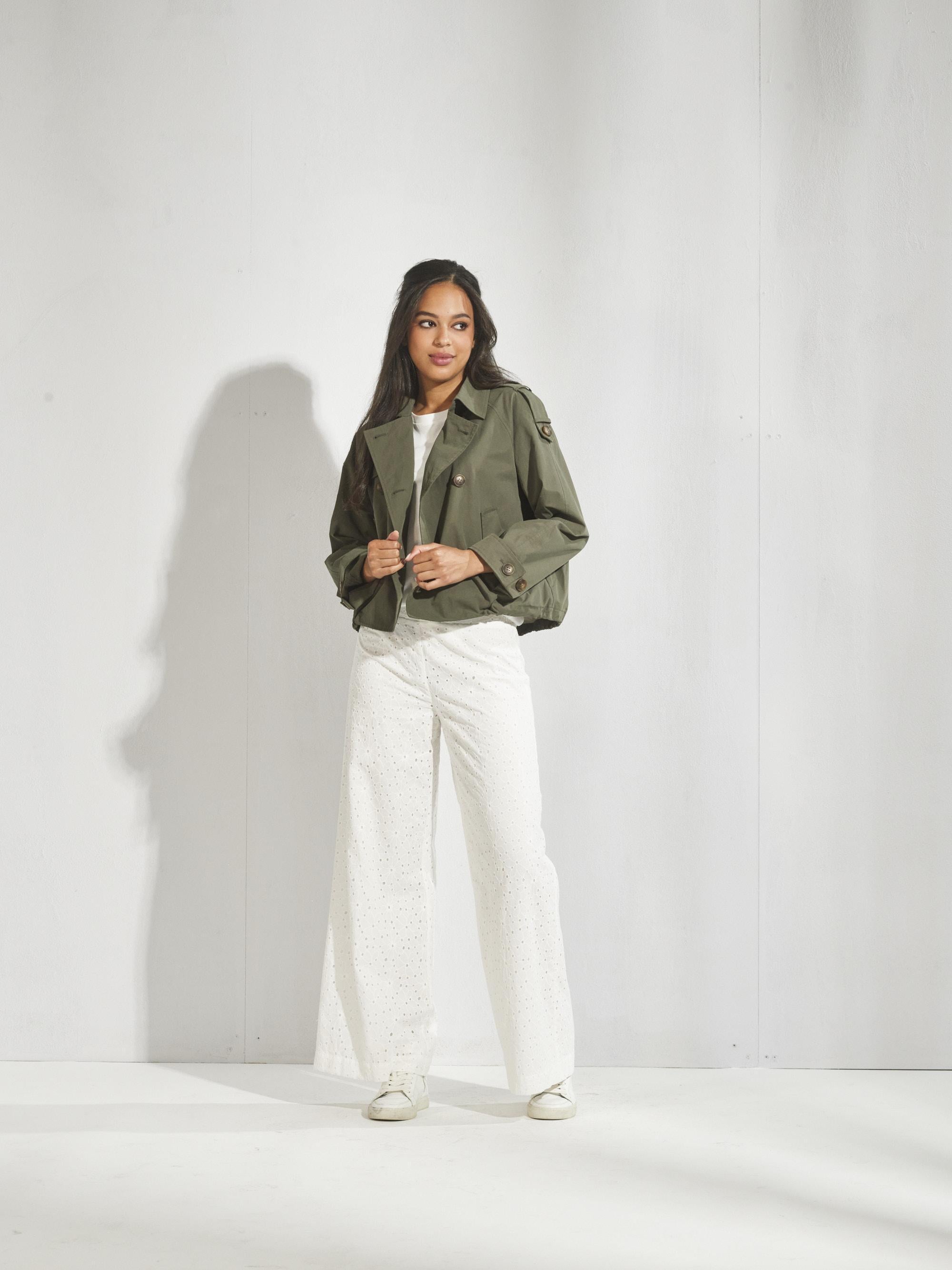 Broek met broderie - Wit