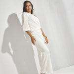 Broek met broderie - Wit
