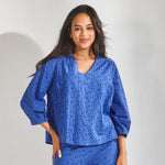Blouse in broderie - Bic blauw