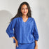 Blouse in broderie - Bic blauw