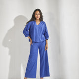 Blouse in broderie - Bic blauw