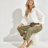 Blouse in broderie - Wit