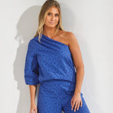 One shoulder blouse - Bic blauw