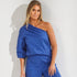 One shoulder blouse - Bic blauw