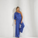 One shoulder blouse - Bic blauw