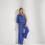 One shoulder blouse - Bic blauw